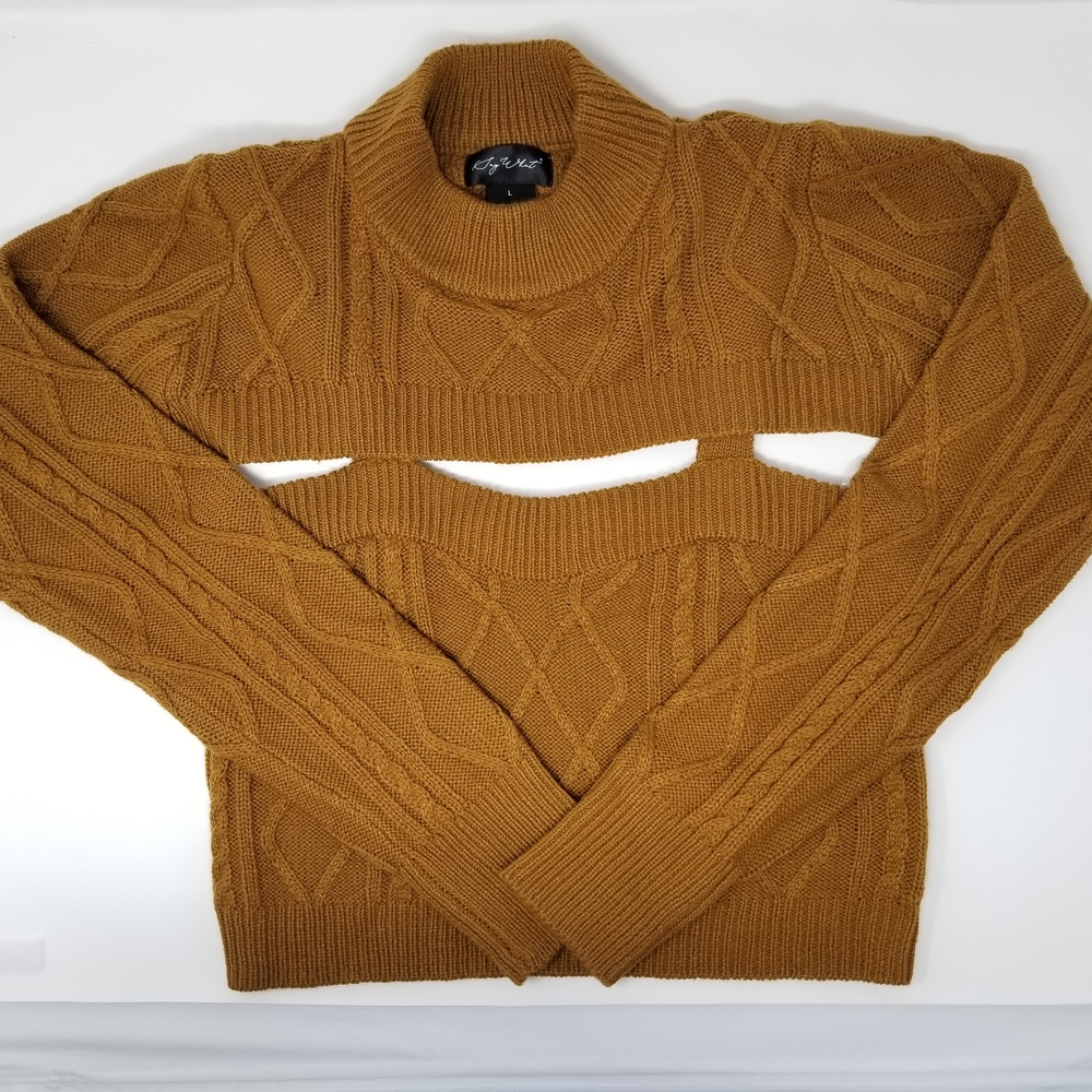 Say What? Mustard Cable Knit Crop Top